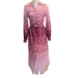 Eva Gabor by Estevez 70s Pink Patterned Dress Size 16 Belt Missing